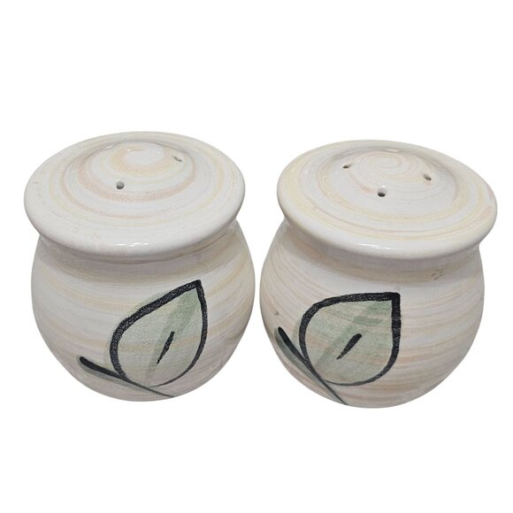 Pfaltzgraff Tango Salt Pepper Shakers 2.5" handpainted pottery vintage botanical - Picture 6 of 7
